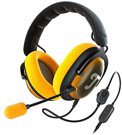 Teufel ZOLA Gaming Kopfhörer mit 7.1 USB-Soundkarte, DTS Headphone:X® 2.0 Surround Sound,Einstellbarer Mikrofonarm mit HD-Kondensator-Mikrofon, PC, Bequeme Passform - Schwarz Gelb