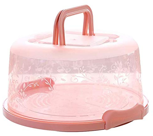 Soporte Portátil para Tartas de 25,4 cm, con Asa y Tapa, para Transportar Pasteles, Nueces, Frutas y Cupcakes, Rosa