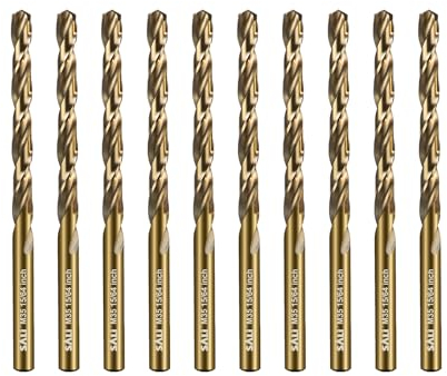 SALI 10 Stücke M35 HSS Cobalt Bohrer Set mit Spiralbohrer 6mm HSS-Co Stahlbohrer Eisenbohrer Metallbohrer Set für Holz, Metall, Kunststoff, Aluminium, Hartplastik, Edelstahl