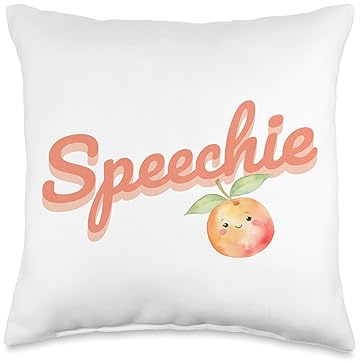 Speech Therapy Speech Language Pathologist Shirt Cute Vintage Retro Speech Therapist Speechie SLP Peachy Throw Pillow, 16x16, Multicolor