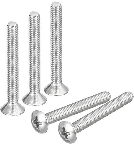 QUARKZMAN Tornillos para Máquina con Cabeza Ovalada Phillips, M4x35mm Acero Inoxidable 304, 50uds con Cabeza Avellanada Ligeramente Elevada