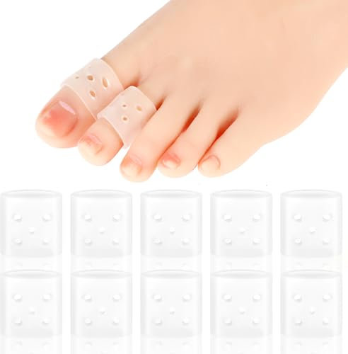 10 Stück Silikon Zehenschutz, Atmungsaktive Zehenkappen Dehnbarer Zehentrenner Reibungsarme Großzehen Zehenschutzkappe für Linderung von Zehenschmerzen Blasen Hühneraugen Hammerzehen