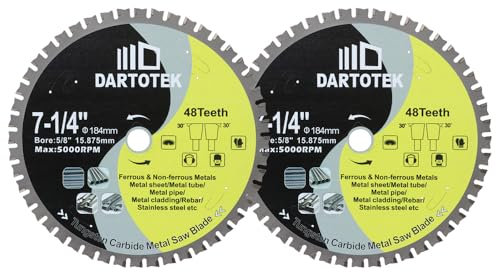 184mm TCT Hojas de Sierra, 48 Dientes Disco de Corte de Metal Carburo de Tungsteno con Punta de Sierra Circular para Hierro, Acero Inoxidable, Níquel, Metales Ferrosos, y Tubos de Acero,2 piezas