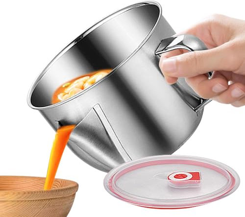 Fetttrennkanne | Ölsieb Topf Fettkanne Edelstahl,Fettabscheider Mit Deckel Und Griff,Küche Fettabscheider Kann Am Induktionsherd Erhitzt We