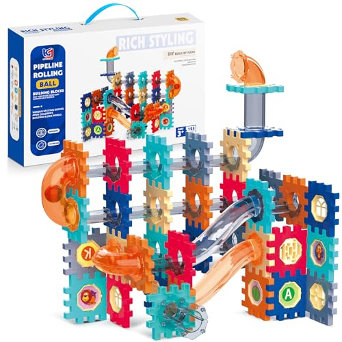 Beria Toys for 3-8 Year Old Boys Kids: Marble Run Building Blocks Set Marble Track Tile Games Gifts for 3 4 5 6 7 8 9 10 Year Old Boys Girls Birthday Presents Age 1-2 Educational Construction Kit