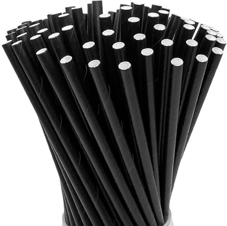 500-Count Biodegradable Paper Straws, Drinking Straws 7.75 (197mm), Plastic-Free & Compostable, Perfect for Parties/Cafes/Home Use(Color:Black)