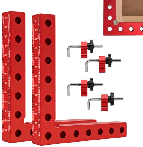 GOEDCH 2 pezzi angolo di posizionamento a 90 gradi: 140 mm/5,5 pollici strumento carpentiere tipo morsetto angolare in lega di alluminio, angolo di misurazione morsetto per la lavorazione del legno