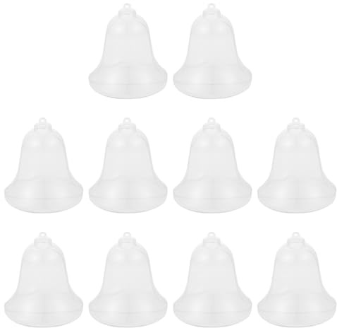 ULTECHNOVO 10 Pezzi Campane Natalizie Trasparenti in Plastica, Scatole per Caramelle Leggere e Robuste, Decorazioni Pendenti per Albero di Natale, Contenitori Sicuri Bordi Levigati per Uso