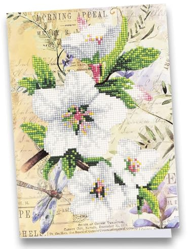 Ideen mit Herz Diamond-Painting-gratulationskort | Din A4 (21 x 29,7 cm) | 370 g/m² | inkl. kuvert och verktyg (körsbärsblomgren)