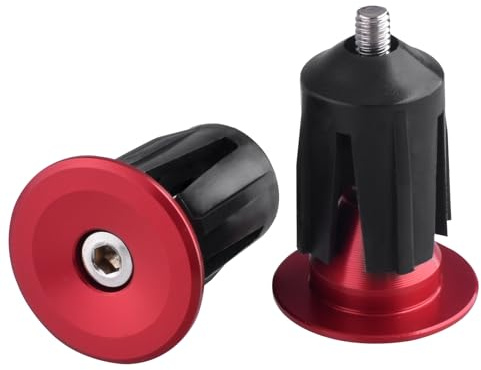 Azarxis Bicycle Bar End Plugs Aluminum Bike Handlebar Cap for Most Road Bike Mountain Bike BMX MTB Fixie (Red - 23.3mm - 2 Pack)
