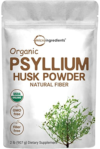 Micro Ingredients Organic Psyllium Husk Powder, 2lbs (32oz) | Daily Soluble Fiber Supplement | India Origin | Non-GMO, Keto Friendly, Vegan