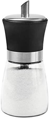 Sockerströare av glas och rostfritt stål, svart – 170 ml/17,5 cm hög, sockerdispenser, perfekt för vitt/brunt socker, liten sockerskål modern, sockerdispenser
