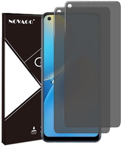 NOVAGO Compatible con Oppo A74 4G / Find X3 Lite 5G / Find X5 Lite 5G - Lote de 2 protectores de pantalla de cristal templado resistente 0,33 mm 9H (tintado antiespíón)