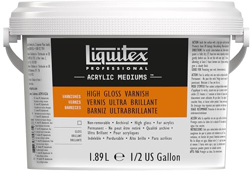 Liquitex 5344 Professional Barniz de alto brillo para pinturas acrílicas, barniz final muy elástico y de aplicación universal en calidad de archivo - Botellas de 1,89 litros, transparente