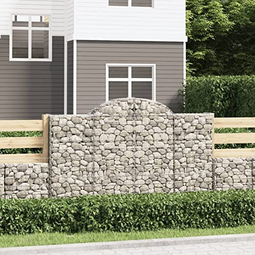 CIADAZ Gabionen mit Hochbogen 7 STK Gabionenkörbe, Gabionen Hochbeet, Steinkorb, Gabionengitter, Drahtkorb Für Pflanzen, Kräuterspirale Für Garten, 200x50x120/140cm Verzinktes Eisen