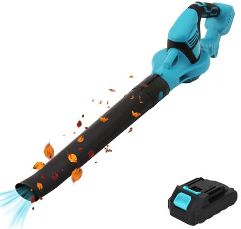 21V Souffleur à Batterie, Souffleur de Feuilles sans Fil, avec 1 x Batterie et Chargeur, Débit d'air : 3,8/Min, Vitesse du Vent : 0-15 m/s, léger Souffleur sans Fil pour l'entretien De La Pelouse