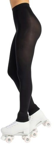 CALZITALY Women's Figure Skating Tights, Footless Tights, Skating Leggings, Opaque Leggings, 80 DEN, Made in Italy (Black, S-M)
