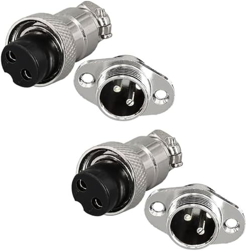 RUNCCI-YUN 2 pezzi GX12 2Pin Aviation Connettore, saldatura, 12 mm Metallo Pannello Montaggio Maschio Femmina Connettore (GX12 2Pin)