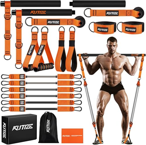 KUTIZE Pilates Equipment, Heavy Duty Pilates Bar Kit with Resistance Bands for Men, Strength Training Bar for Legs, Hip, Waist Back, Arm, Abs, Chest, Shoulders, Portable Home Gym Full Body Workout