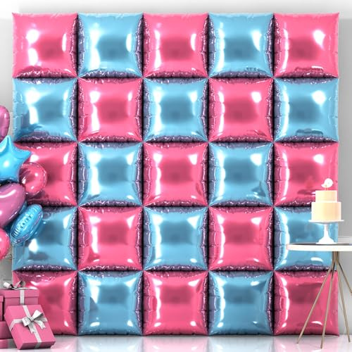 Moukiween Square Foil Balloon Wall Backdrop, Pink and Blue Double Sided Balloon Tunnel Kit, Suitable for Birthday, Wedding, Children's Party, Gender Disclosure Party Decorations