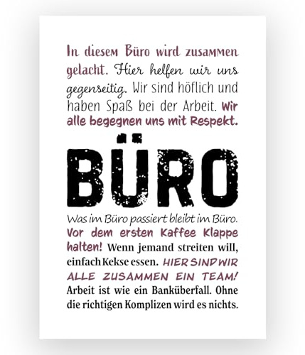 TypeStoff Kunstdruck, Poster mit Spruch - Büro - Typografie-Bild auf hochwertigem Karton - Plakat, Druck, Print, Wandbild zum Thema Arbeitsplatz und Arbeitskollegen - KD-01441-M