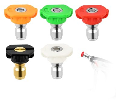5 Pcs Pressure Washer Nozzles - 1/4 Inch Jet Wash Attachments Quick Release Pressure Washer Accessories for Car & Garden(2.5 GPM)