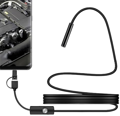 Telecamera Endoscopica con Luce,Impermeabile IP67 per Sifoni | Endoscopio Industriale Portatile con Cavo da 3.5 m per Smartphone