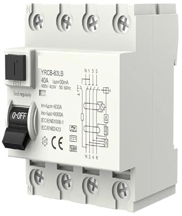 AMEHRU Disjoncteur différentiel de Type B 2p 4p 63a 30ma disjoncteur différentiel(RCD 4P 63A 30ma Type B)