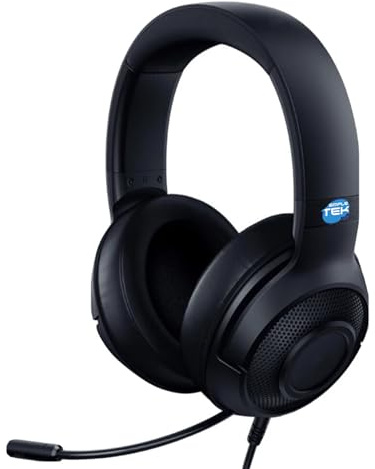 SIMPLETEK - Cuffie da gaming ultraleggere sovrauricolare over-ear, con audio 7.1 virtuale e jack 3,5 mm, microfono incorporato, cavo 1,3 metri