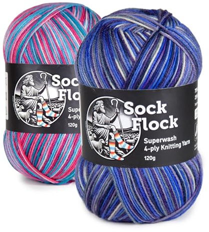4-Ply Sock Yarn 2-Pack 240g, New Zealand Wool, Superwash, 2 Colours
