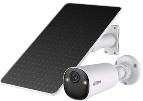 Dahua Apollo Bullet C1 4MP Kit intelligente batteriebetriebene Dualband WLAN-Überwachungskamera mit AOV, Wi-Fi 6, inklusive Solarpanel (weiß)