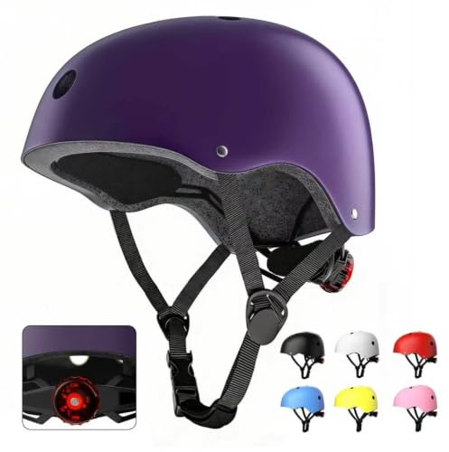 Ckorison Kids Bike Helmet with LED Rear Light, Lightweight Adjustable Child Helmet for Boys & Girls Ages 5-8, Multi-Sport Safety Helmet for Skateboard Cycling Scooter Rollerblading–CPSC Certified