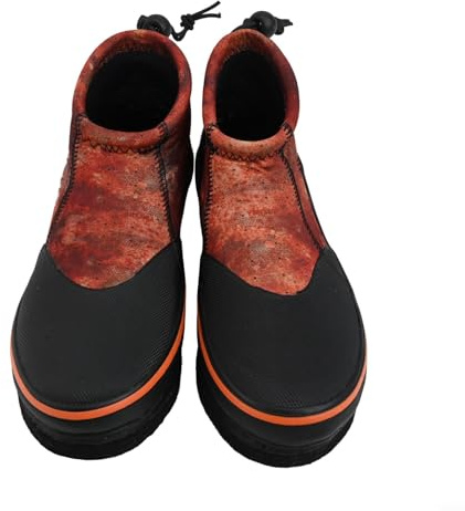 Trurovem Zapatos unisex de neopreno con suela de fieltro y tachuelas de acero para pesca en roca, caza y senderismo, botas antideslizantes de 3 mm para playa y terreno de barro, color naranja