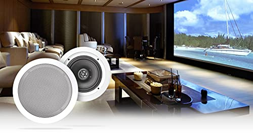 Rockville HC85 700W 8 In-Ceiling Home Theater Speakers 8 Ohm, Paintable Grills, Swivel Tweeter, Deep Bass, for Home Theater and Whole-House Audio (Pair)