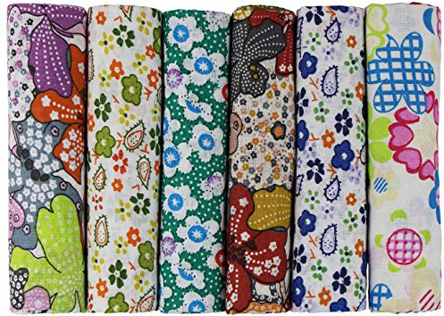 UOOOM Tissus Coton Couture 6pcs 50 x 50 cm Patchwork coton tissu DIY Fait à la main en tissu à coudre Quilting Designs Différents (U-B901, 50x50cm-Lot de 6)