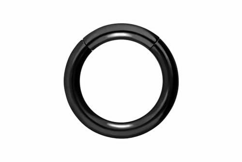 PIERCINGLINE anillo de acero quirúrgico clicker - piercing en color: negro - talla: 3 mm Grosor | 14 mm Diámetro interior