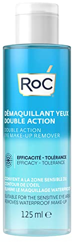 RoC - Double Action Eye Make-Up Remover - Wasser & Öl Kombination - Entfernt wasserfestes Make-up - Minimiert Allergierisiken - 125 ml