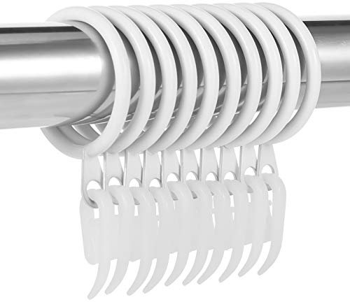 tonyg-p 20 Pack Metal Curtain Rings with Plastic Curtain Hooks, 30mm Internal Diameter Curtain Drapery Pole Rod Rings (White)