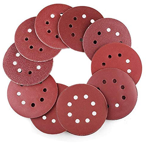 Yesallwas 60PCS 125mm Sanding Discs Pads Hook and Loop 8-Holes Sandpaper 40 60 80 100 120 180 240 320 400 800 Grits Assorted for Random Orbital Sander