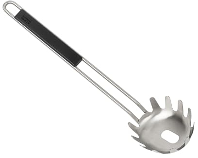 Kuhn Rikon Essential Pasta Server - 18/10 Stainless Steel Spaghetti Spoon for Serving Pasta and Noodles, Ergonomic Handle, Durable Kitchen Tool, Dishwasher Safe, Hanging Eyelet