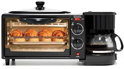 Machine à petit-déjeuner 3 en 1, mini four de camping multifonctionnel, grill, mini four grille-pain, machine à café, machine à café à usage domestique, mini four