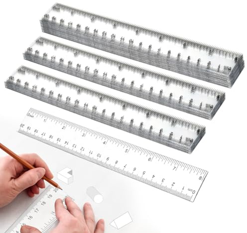 HEKOBAG 40Pcs Clear Plastic Ruler, 20cm/8Inch Straight Rulers, Transparent Shatterproof Multipack - Dual Scale (Inch & Metric) Measuring Tools Bulk for Student, School & Office Supplies
