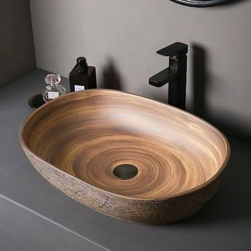 23 Oval Vessel Sink Ceramic Bathroom Vessel Sink Retro Wash Sink