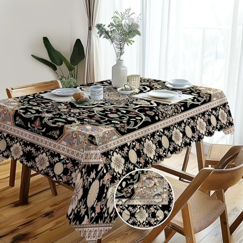 Tovaglia Rettangolare Antimacchia, Tovaglia Impermeabile Lavabile, Tovaglia da Esterno Quadrata Floreale Vintage in Poliestere per Sala da Ristoranti, Esterni, Giardino e Compleanni, Feste 110x140cm