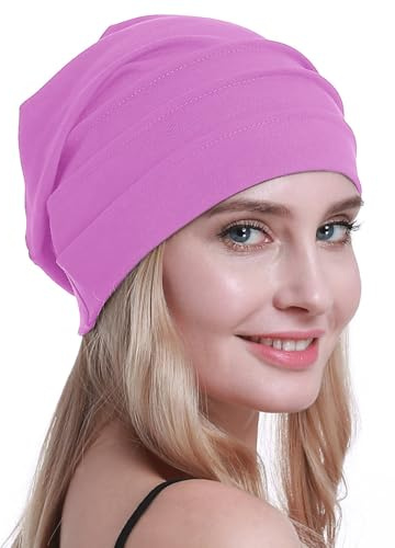 osvyo Copricapo in cotone per chemioterapia, per donne affette da cancro, perdita di capelli, morbido, in confezione sigillata, rosa fluo, Taglia unica