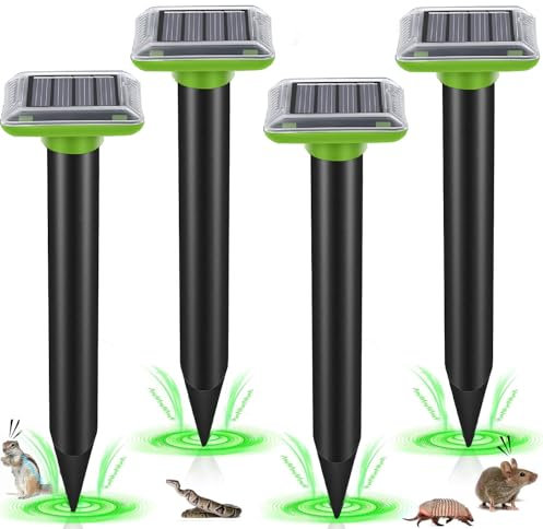 Mole Repellent Sonic-gerät 4 Stück Ultrasonic Solar Maulwurfabwehr Maulwurfschreck Wühlmausabwehr Schlagenabwehr Eidechsenabwehr Mole Repellent Schädlingsbekämpfung für Den Rasen Garten
