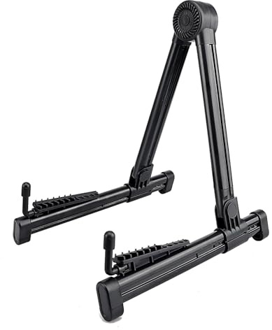 Foxpie Support Guitare Universel, Antidérapant, Pliable, ABS–Robuste, Support Portable pour Guitare Acoustique, Guitare Électrique, Basse et Ukulélé–Noir