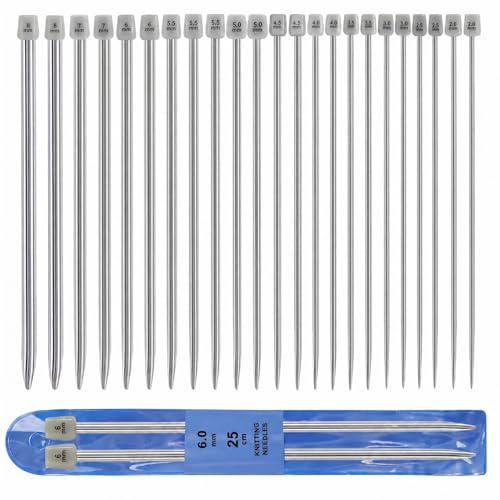 22 PcsKnitting Needles Set, 25cm Knitting Needle Set