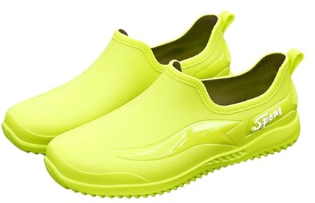 Generiska vattentäta ankelstövlar herr, herr gummistövletter utomhusskor lätta vattenskor slip-on halvskor enfärgade trädgårdsskor platta slip-on skor slitstarka regnskor
