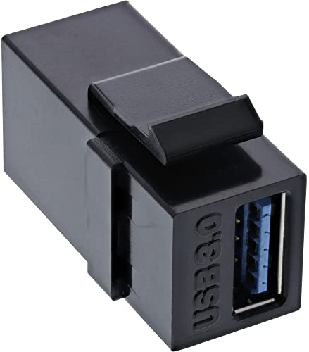 InLine 76202L USB 3.0 Keystone Snap-In - Conector USB A Hembra, Color Negro
